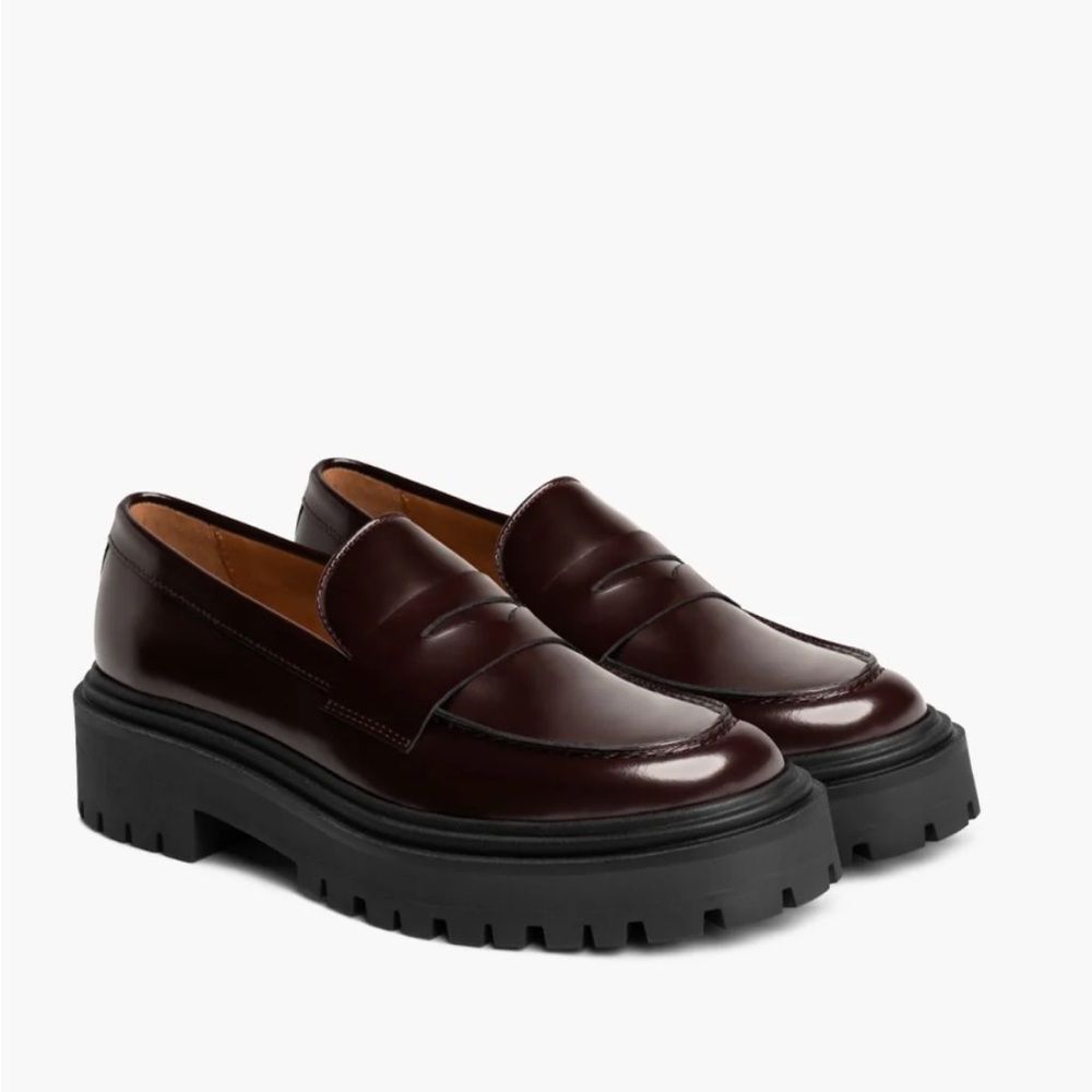 Thursday Boot Company Platform Penny Loafers Burgundy